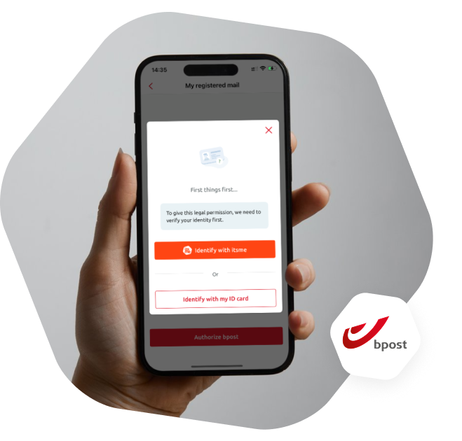 A phone with the itsme identification option inside the bpost app as an option